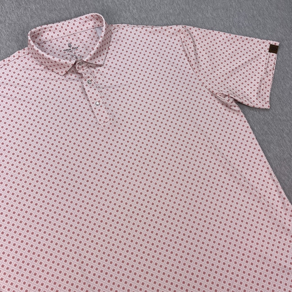 Iron Oak Apparel Polo Shirt Mens 3XL Red/Pink Revel Pearl Snap Golf Stretch